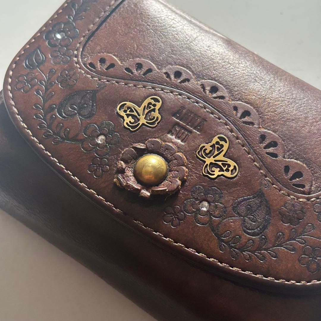 ANNA SUI ブラウン レザー 三つ折り財布