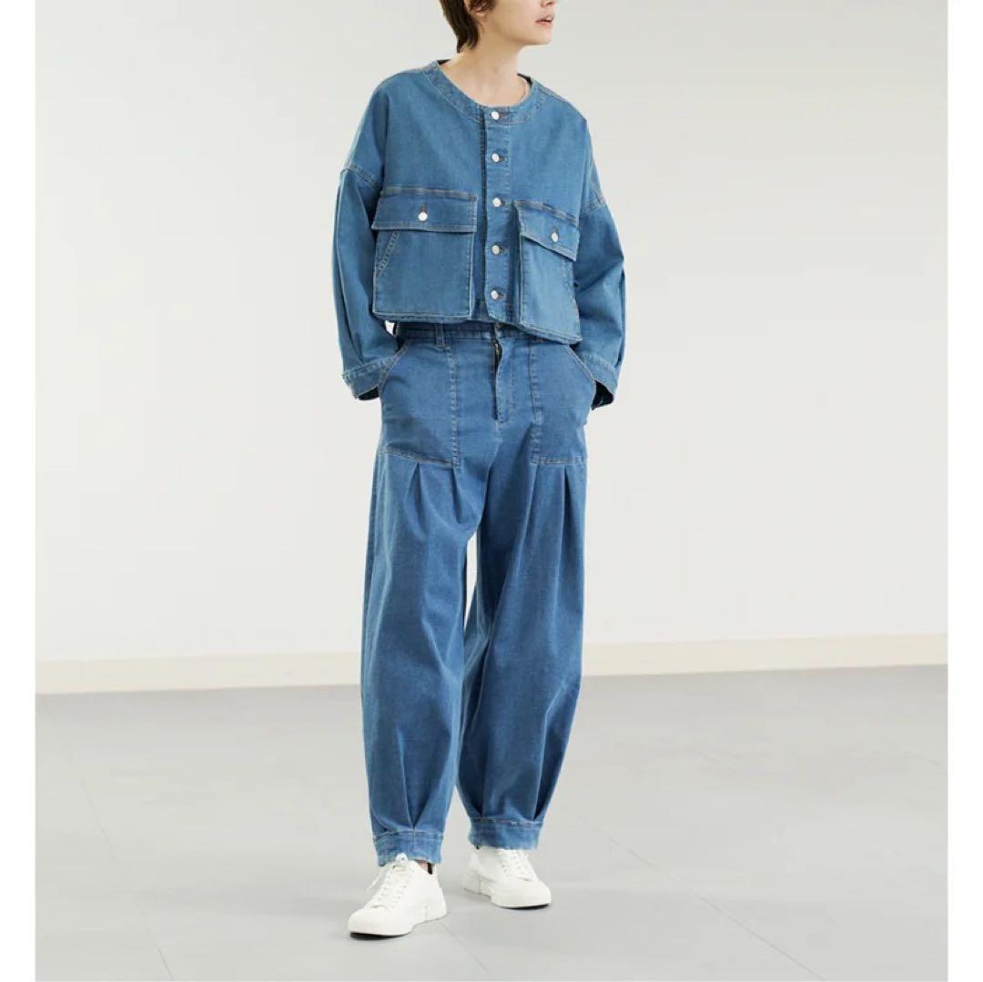 ZUCCa 24SS ハイパーストレッチライトデニム　S バルーン ワイドパンツ