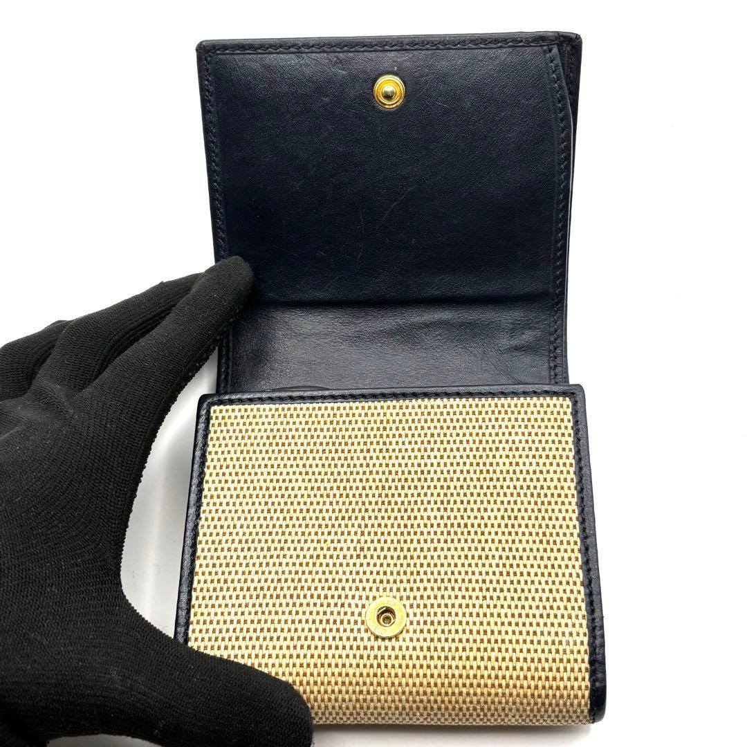 付属品完備 グッチ 二つ折り財布 ホースビット キャンバス ゴールド 金具