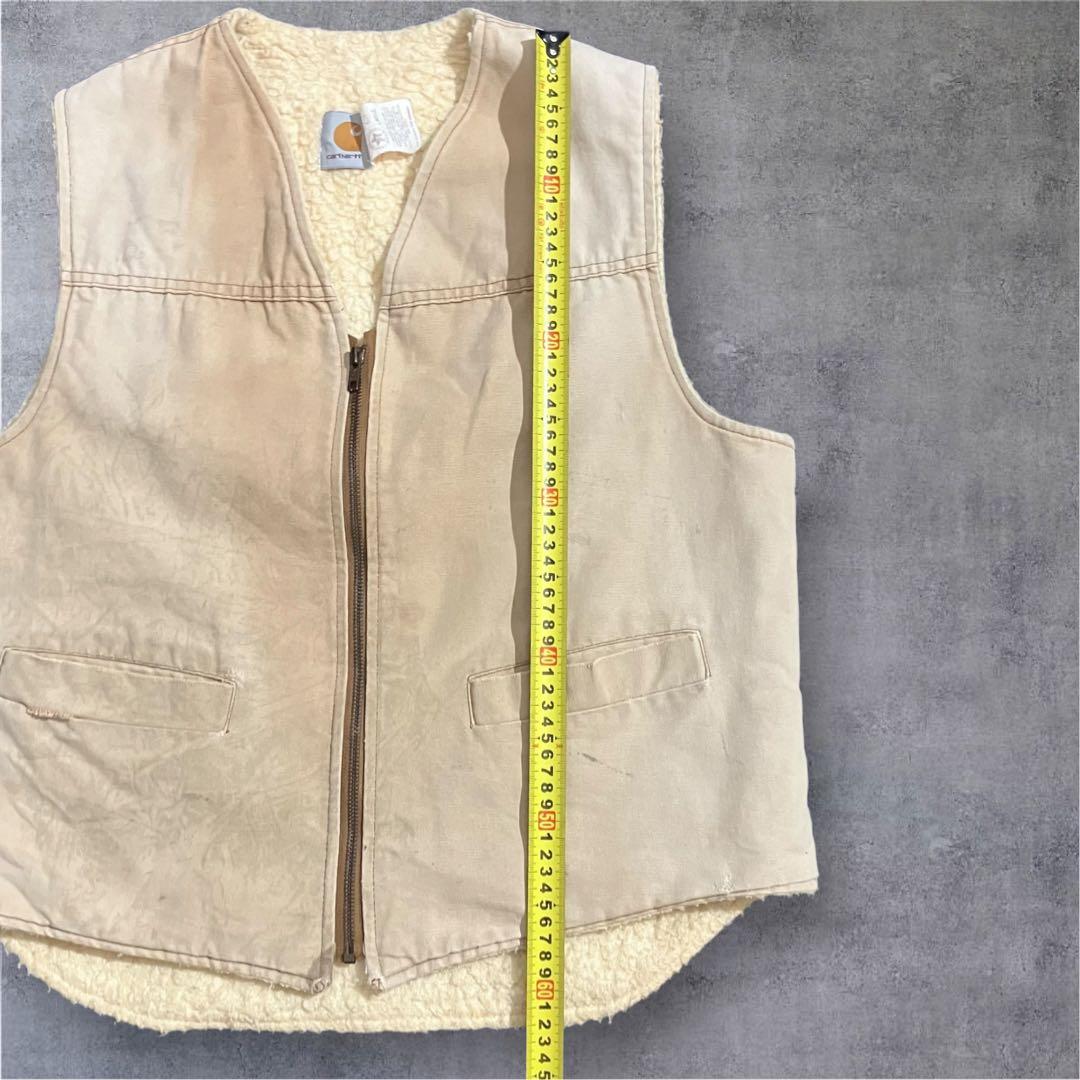 Carhartt ボアライナーベスト 生成り フェード 雰囲気 L リアルワーク