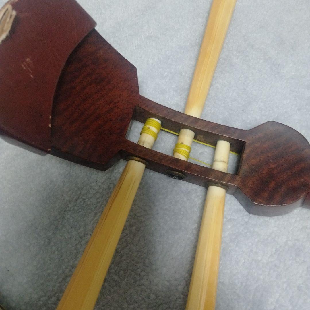 ジャンク　三味線　糸巻き白