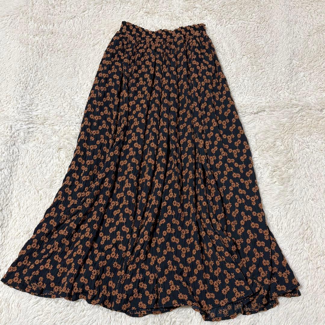 FUMIE TANAKA 花柄 フレア 刺繍 ギャザー ロング丈 ボタニカル