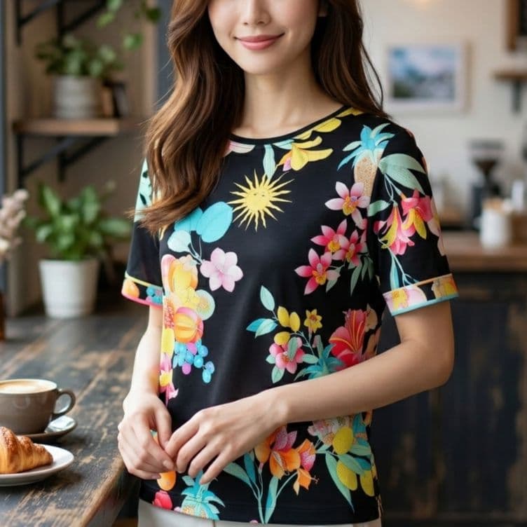 【未使用級】LEONARD レオナール フラワープリント 半袖Tシャツ L