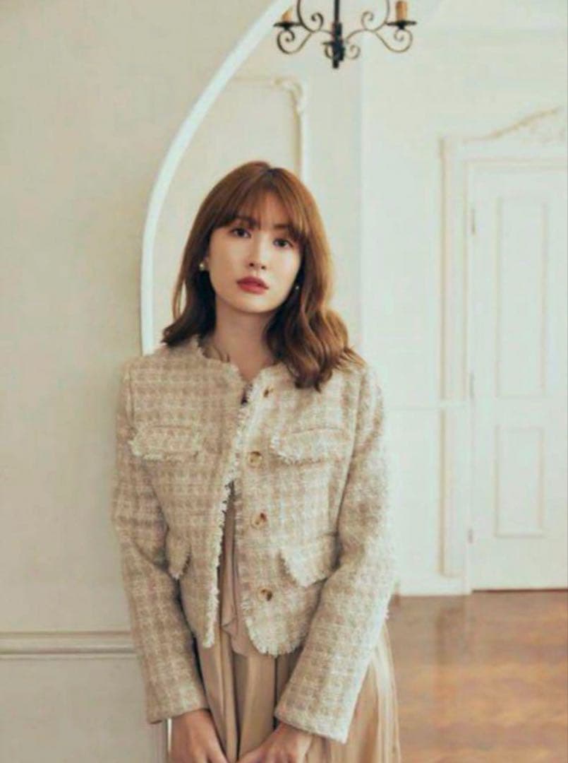 美品herlipto Wool-Blend Fancy Tweed Jacket