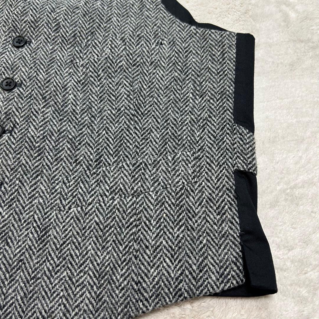 【極美品】ハリスツイード ヘリンボーン ベスト ジレ L グレー OXFORD
