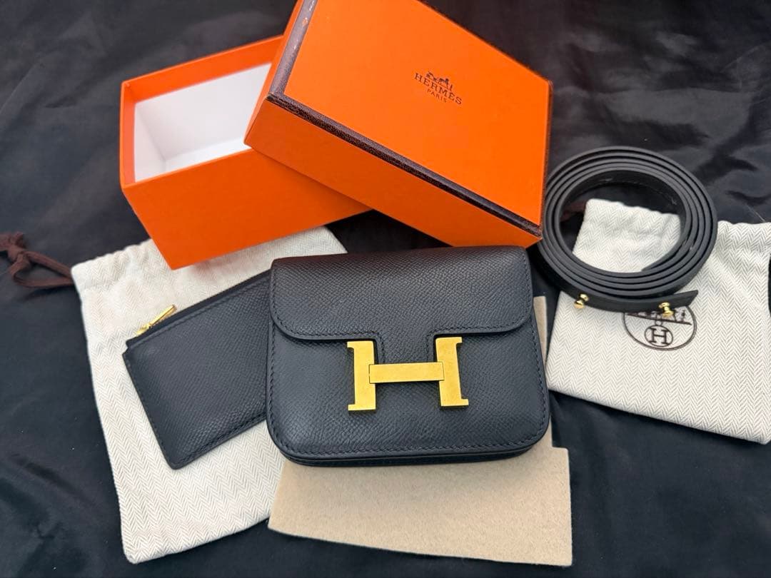 HERMES エルメス コンスタンススリム　財布　ノワール　ゴールド金具