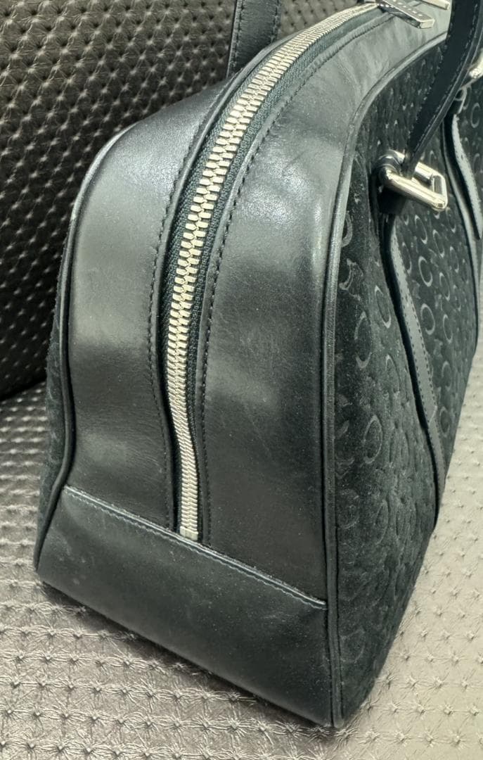 【希少】CELINE Cマカダム 総柄 ミニボストンバッグスエード×レザー 黒