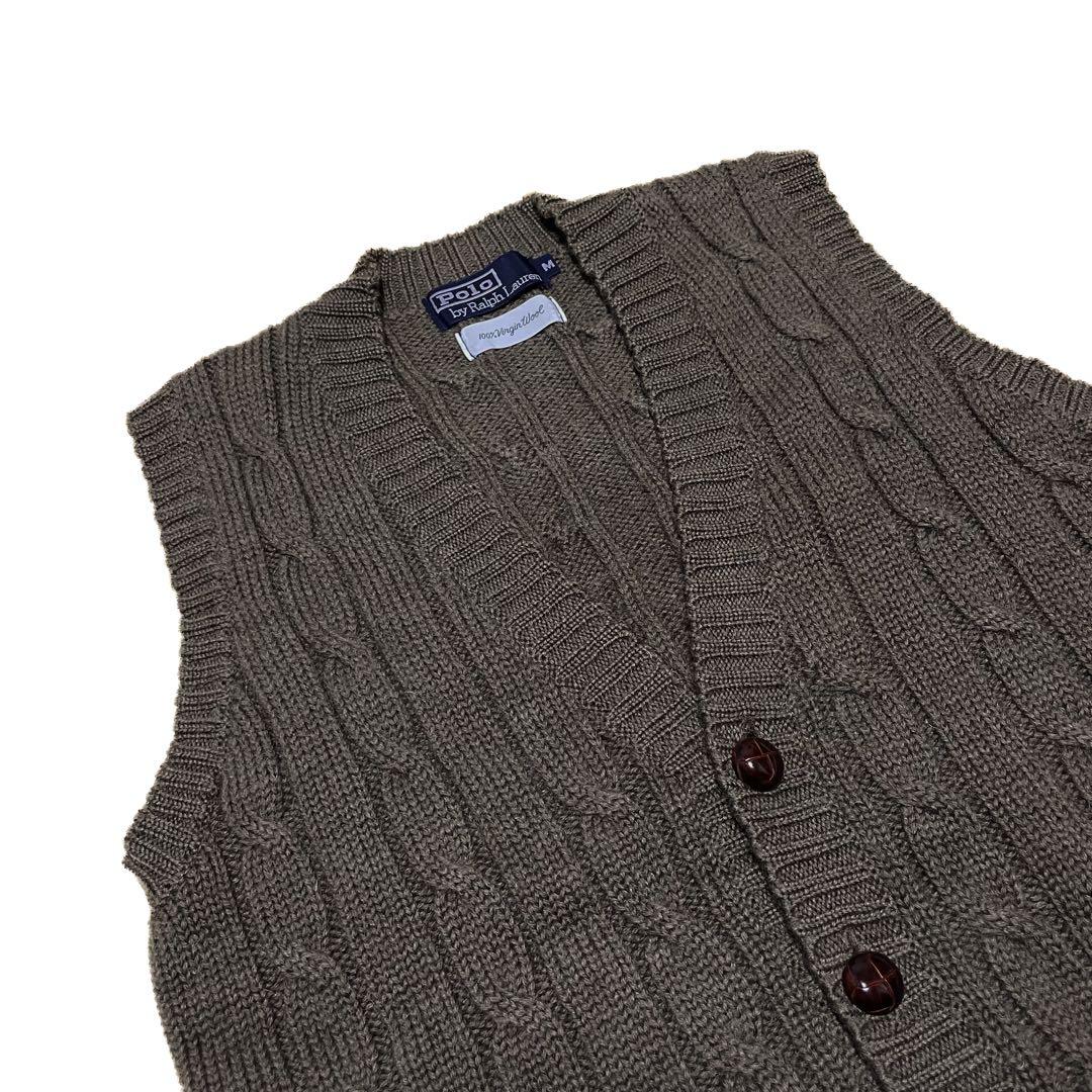 Polo by Ralph Lauren ケーブルニットベスト オリーブ 美品