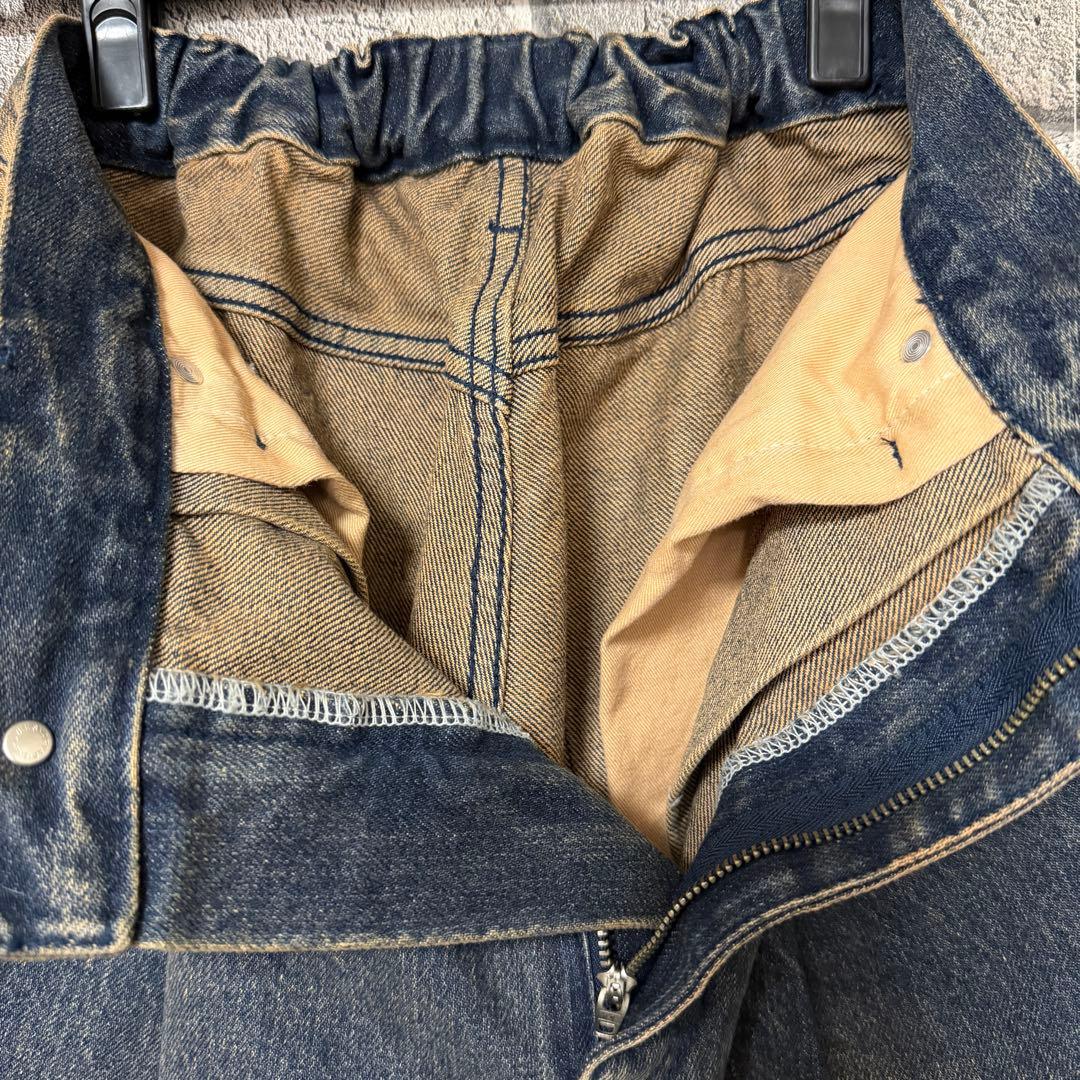 【美品】HARE　アソートカコウデニムパンツ　オレンジ　ワイド　ジーンズ