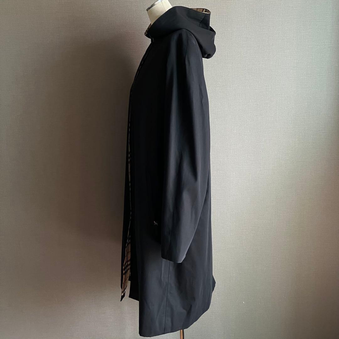 BURBERRYLONDON　フード付きロング丈ブルゾン　ノバチェック　黒　9