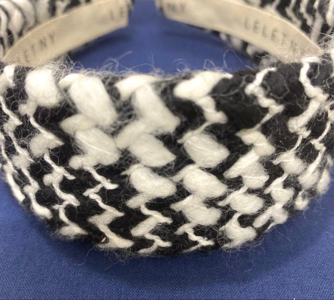 美品✨LELET NY レレットニューヨーク　ツイードヘッドバンド　白×黒