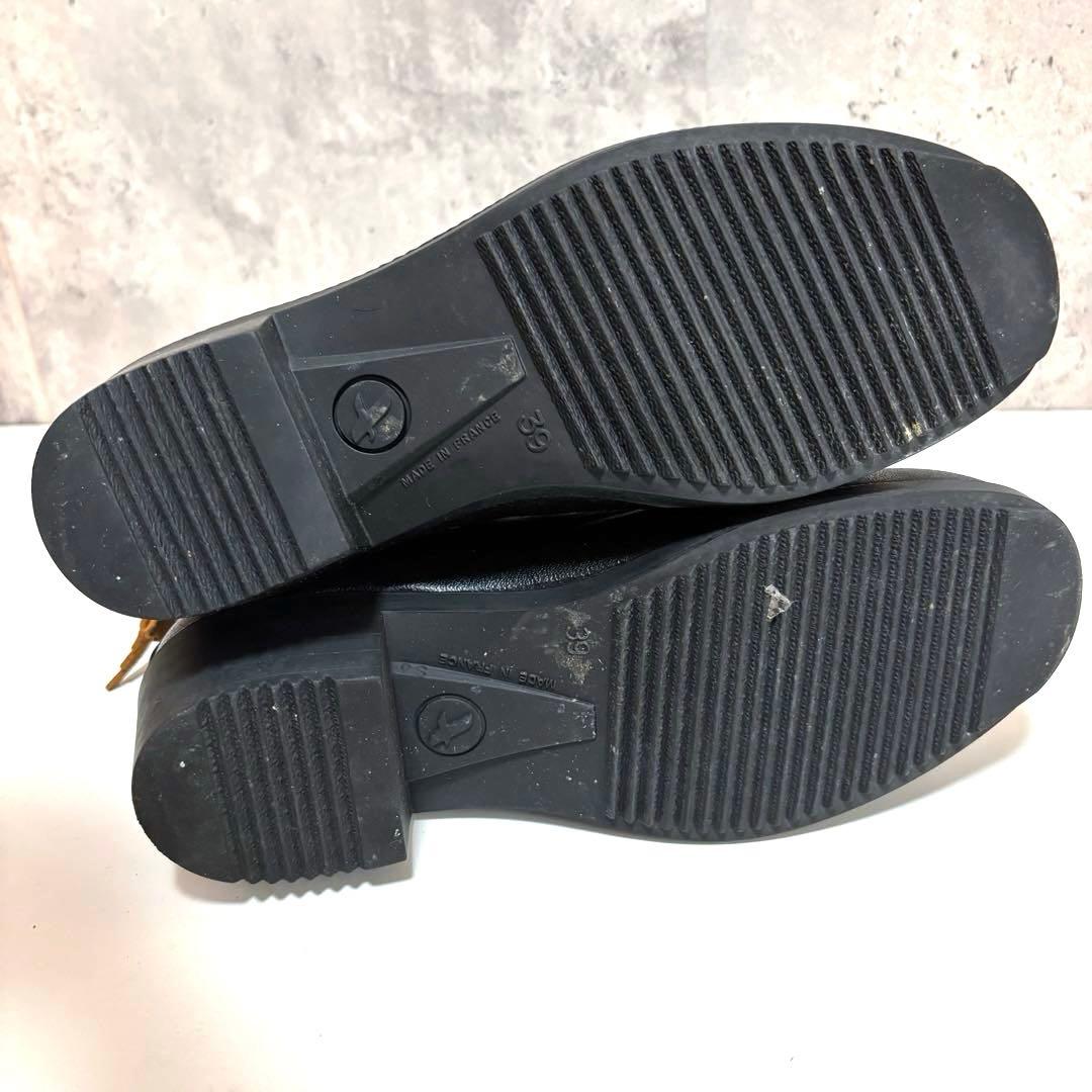 美品✨【AIGLE】ショート丈レインブーツ ブラック ロゴ 24.5cm相当