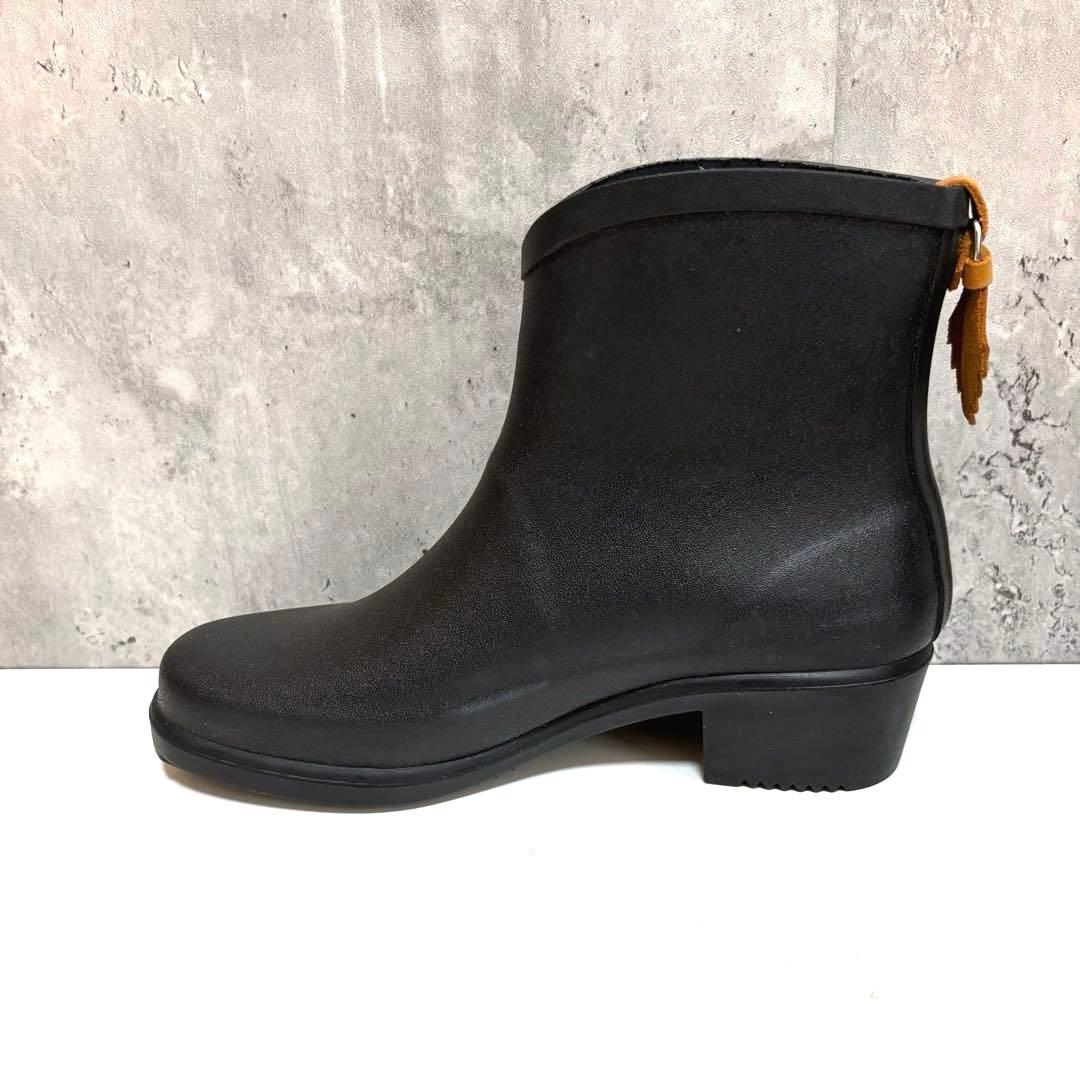 美品✨【AIGLE】ショート丈レインブーツ ブラック ロゴ 24.5cm相当