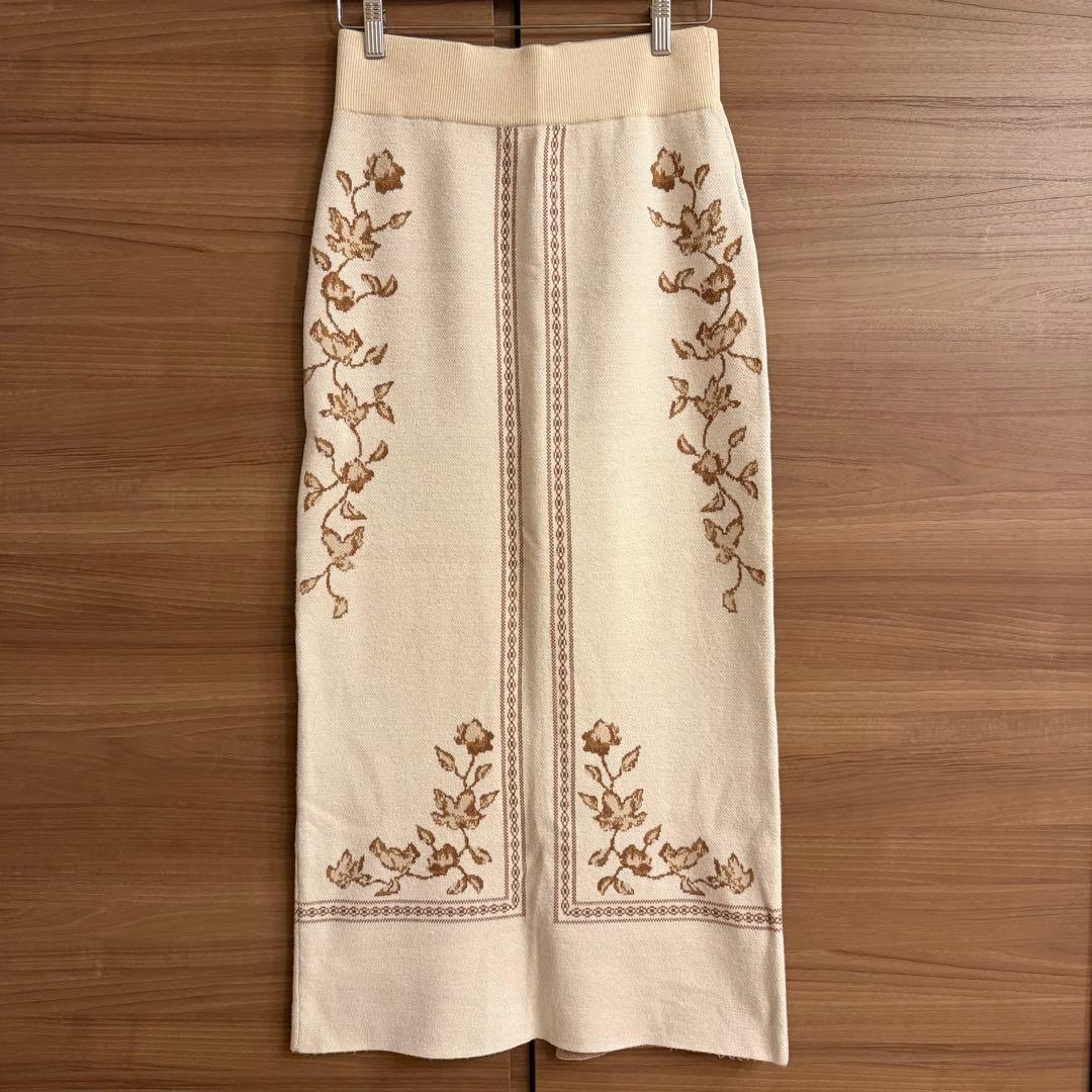 スカート Eaphi scarf motif knit skirt(ivory)