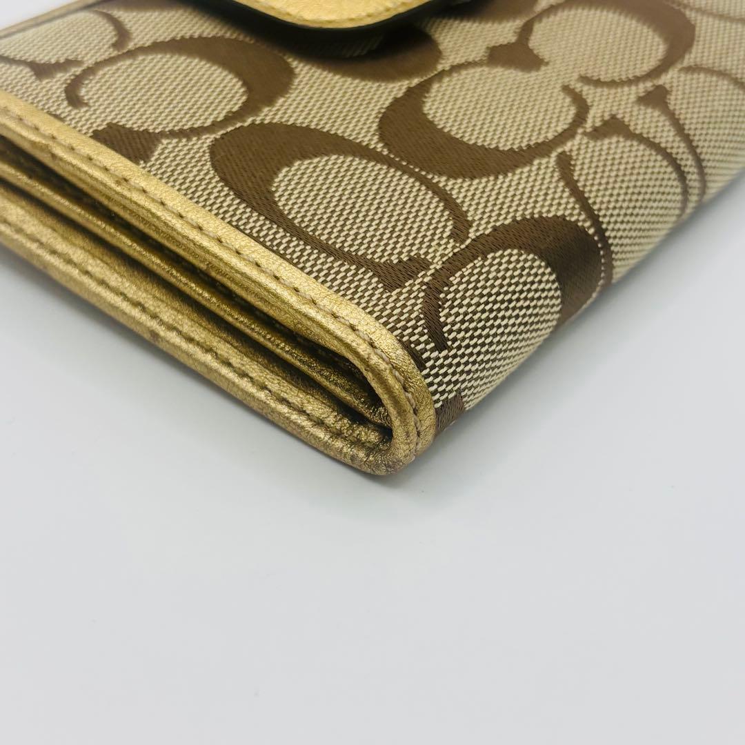 未使用品◎ COACH コーチ ターンロック 折り財布 札入れ シグネチャー