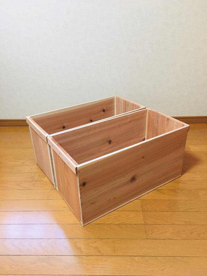 【新品】 青森 りんご箱 プレーナー仕上げ　木箱 木製 杉 2箱セット
