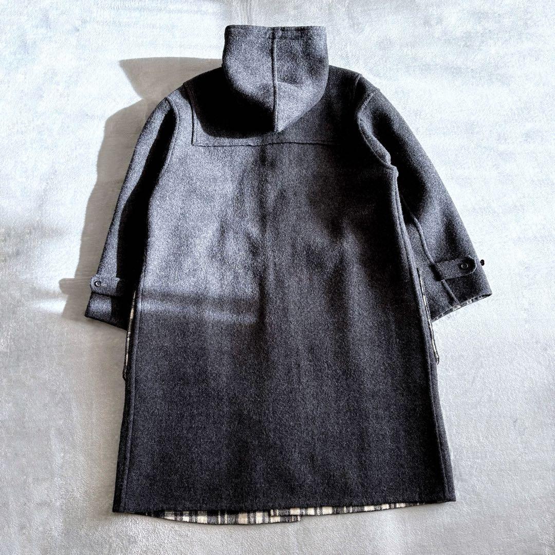 極美品 パパス ダッフルコート ビッグシルエット メルトンウール グレー L