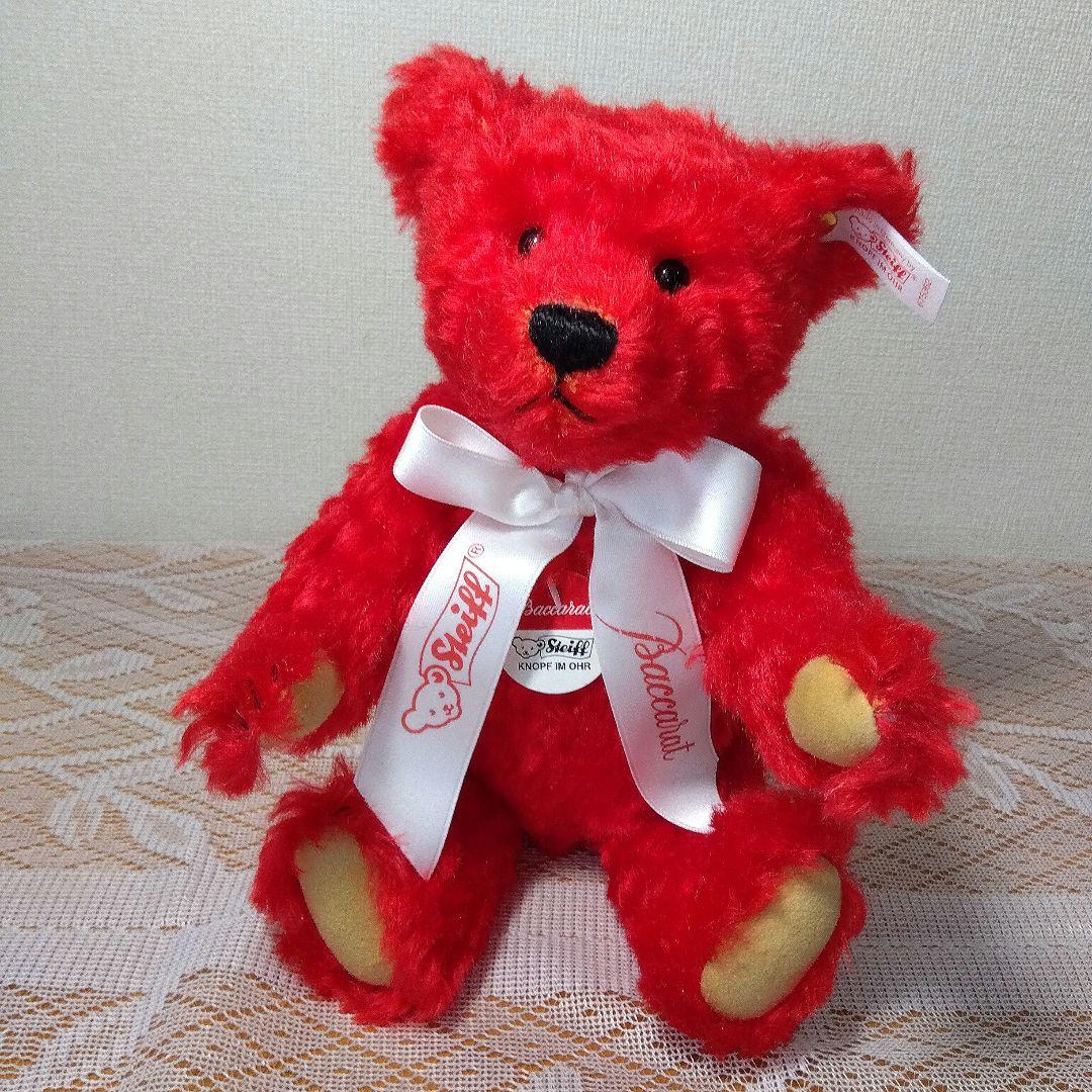 Baccarat クリスタルグラス2個セットテディベア赤いぬいぐるみと本のセット