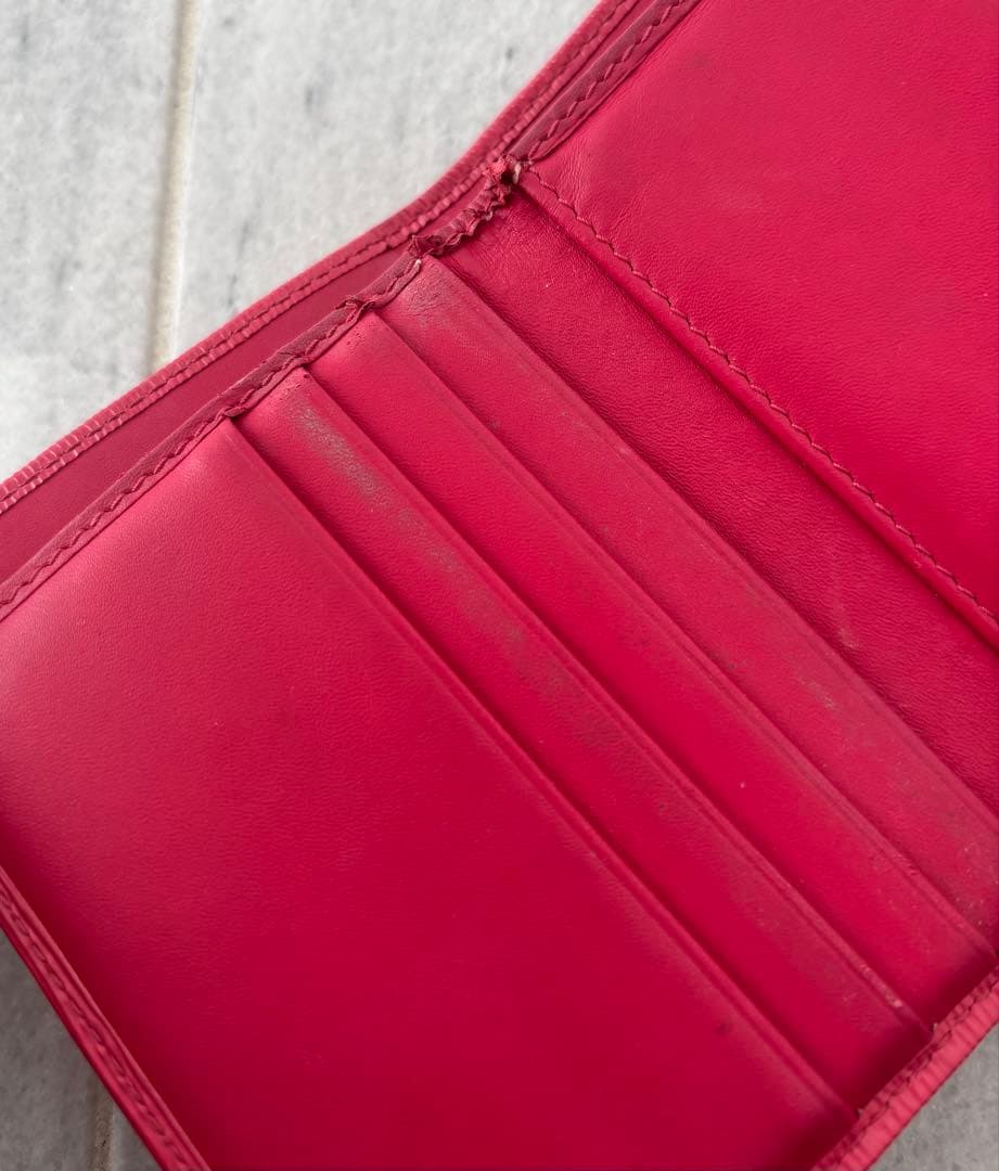 PRADA プラダ ピンク 三つ折り財布 サフィアーノ ロゴ 金 ゴールド