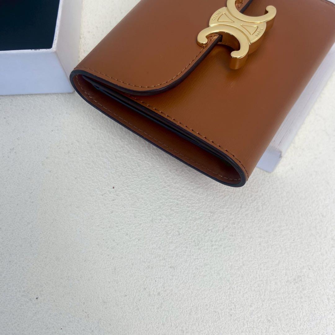 CELINE レザー 三つ折り財布 ブラウン