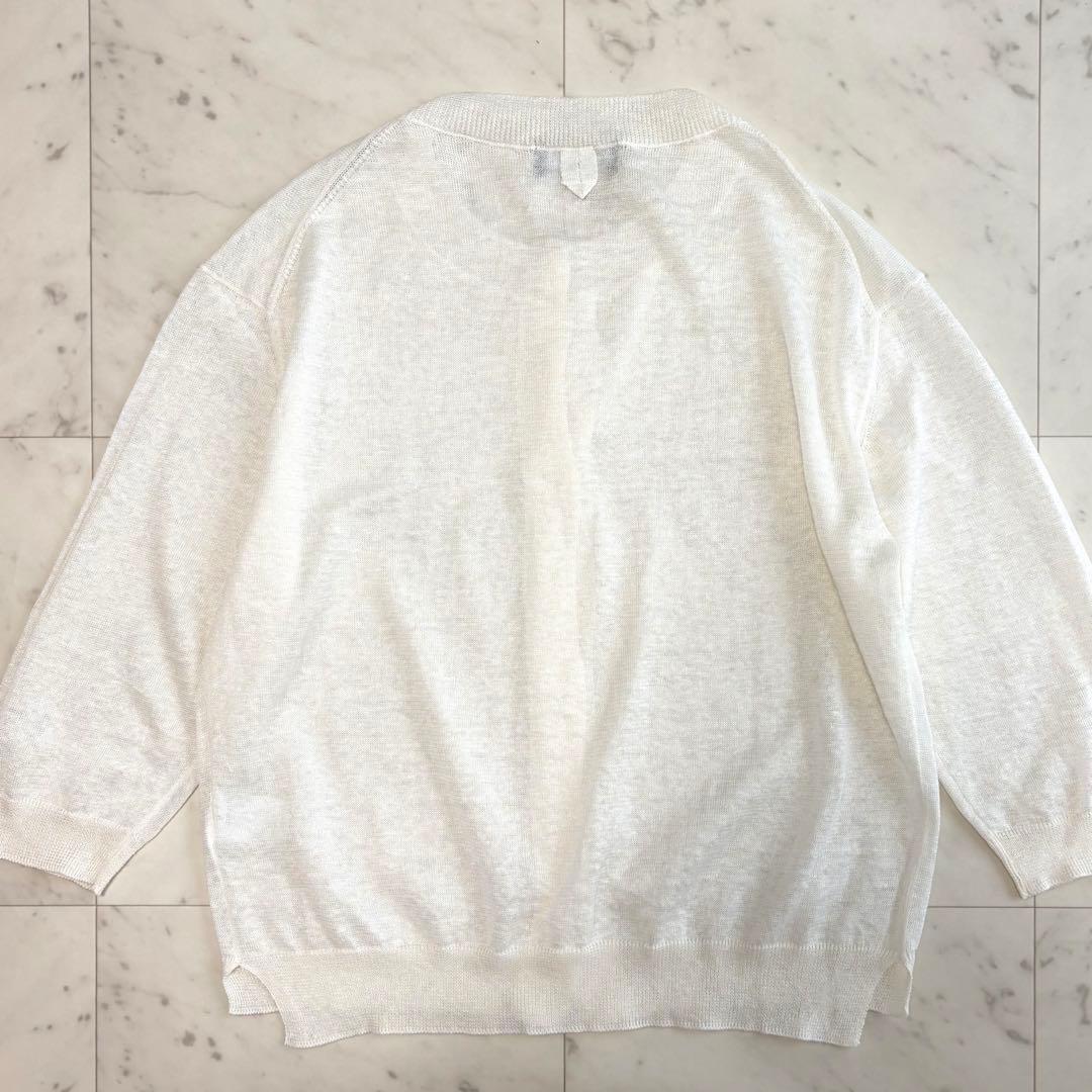 極美品 マーガレットハウエル 24SS リネンカーディガン七分袖 ホワイト