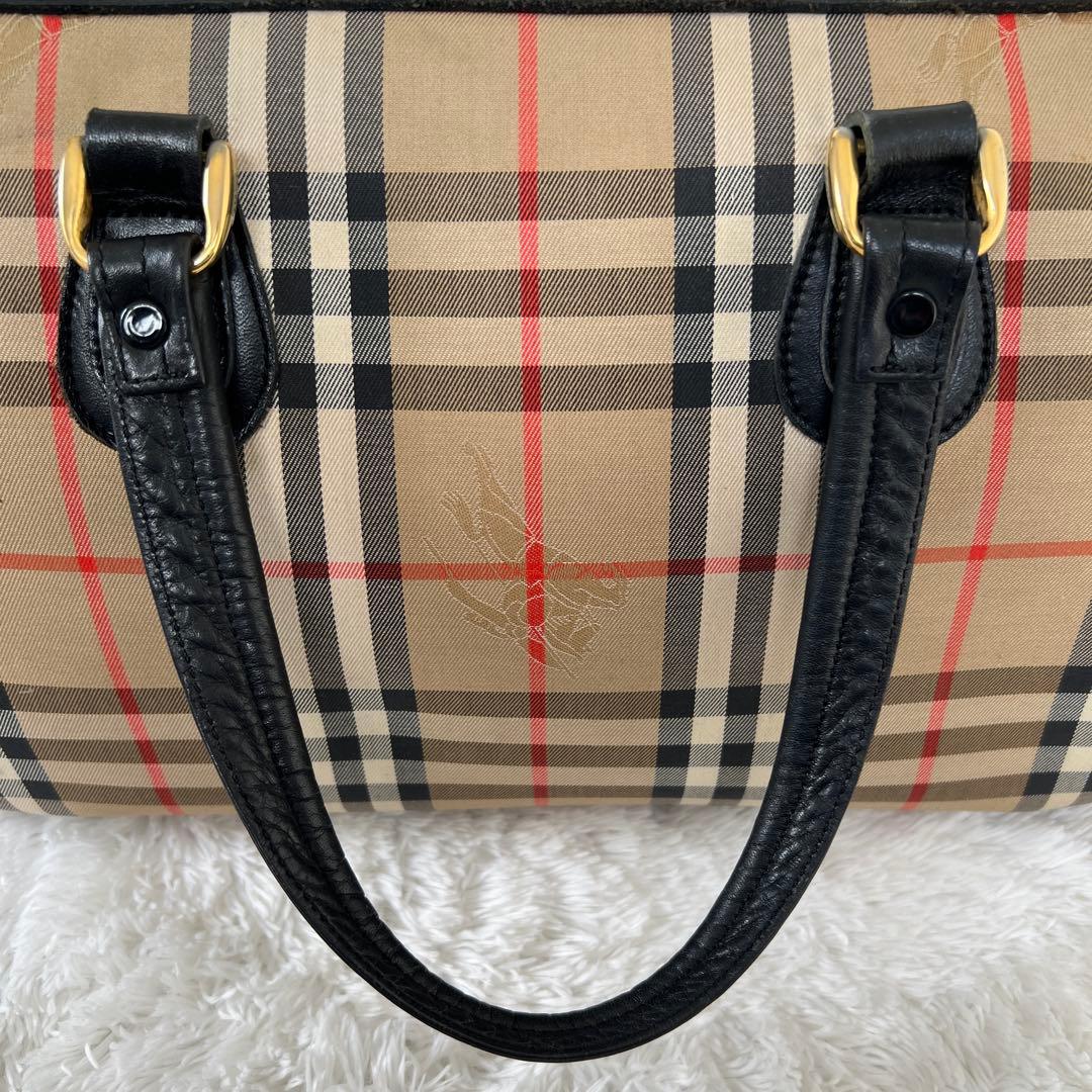 美品✨バーバリー ミニボストンバッグ ノバチェック　シャドーホース　ヴィンテージ