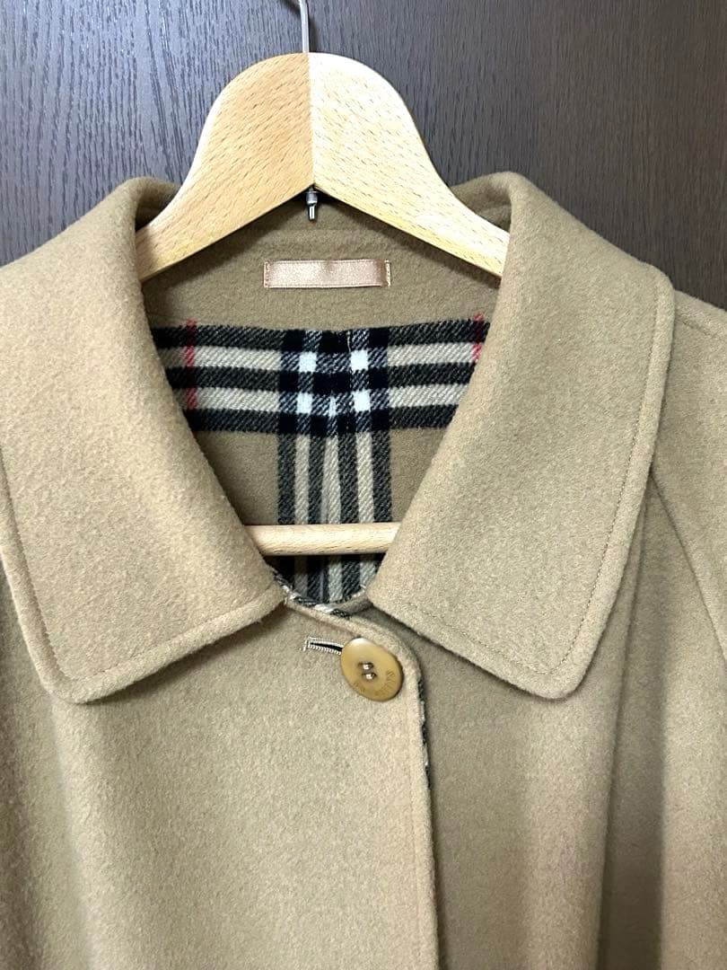 【最高級】バーバリー カシミヤ混 ロングコート　ノバチェック 15BR 　茶色