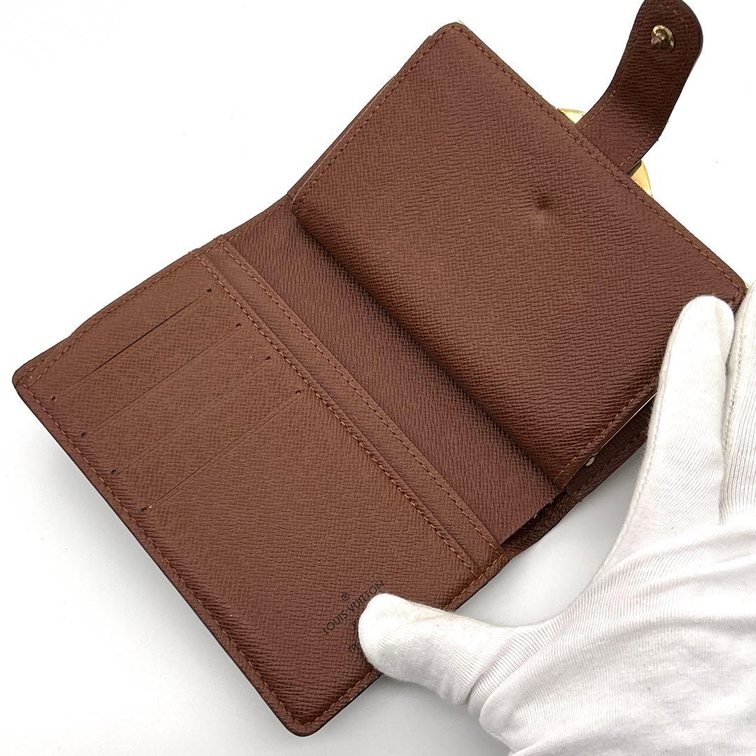 訳あり品★ルイヴィトン モノグラム ヴィエノワ がま口二つ折り財布 ブラウン