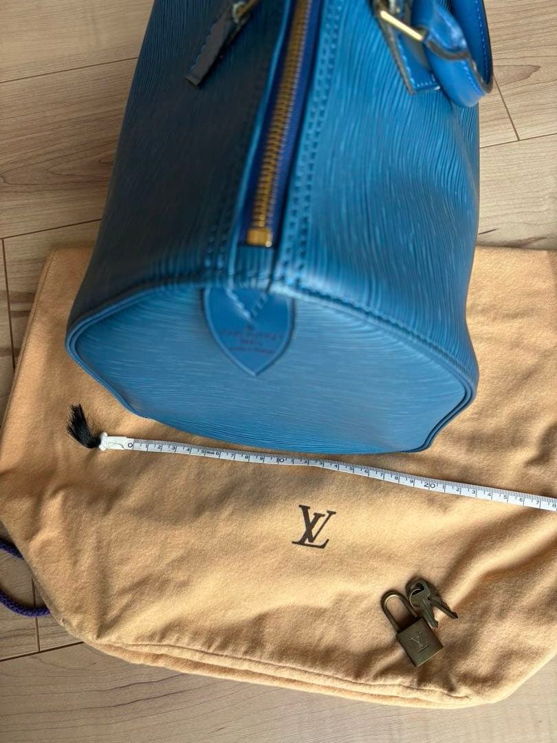 Louis Vuitton 青いエピレザー ボストンバッグ