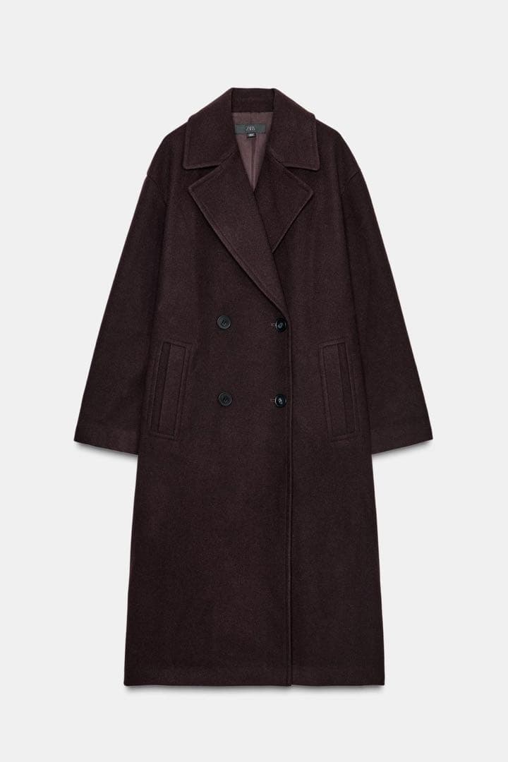 ZARA ソフトオーバーサイズコート　バーガンディ