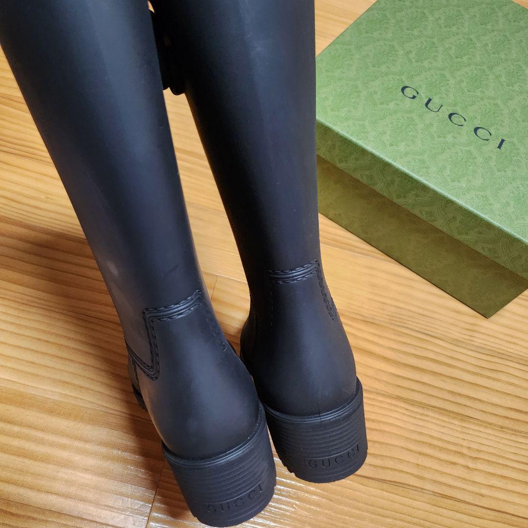 【新品】GUCCI 長靴 レインシューズ レインブーツ GGロゴ付き