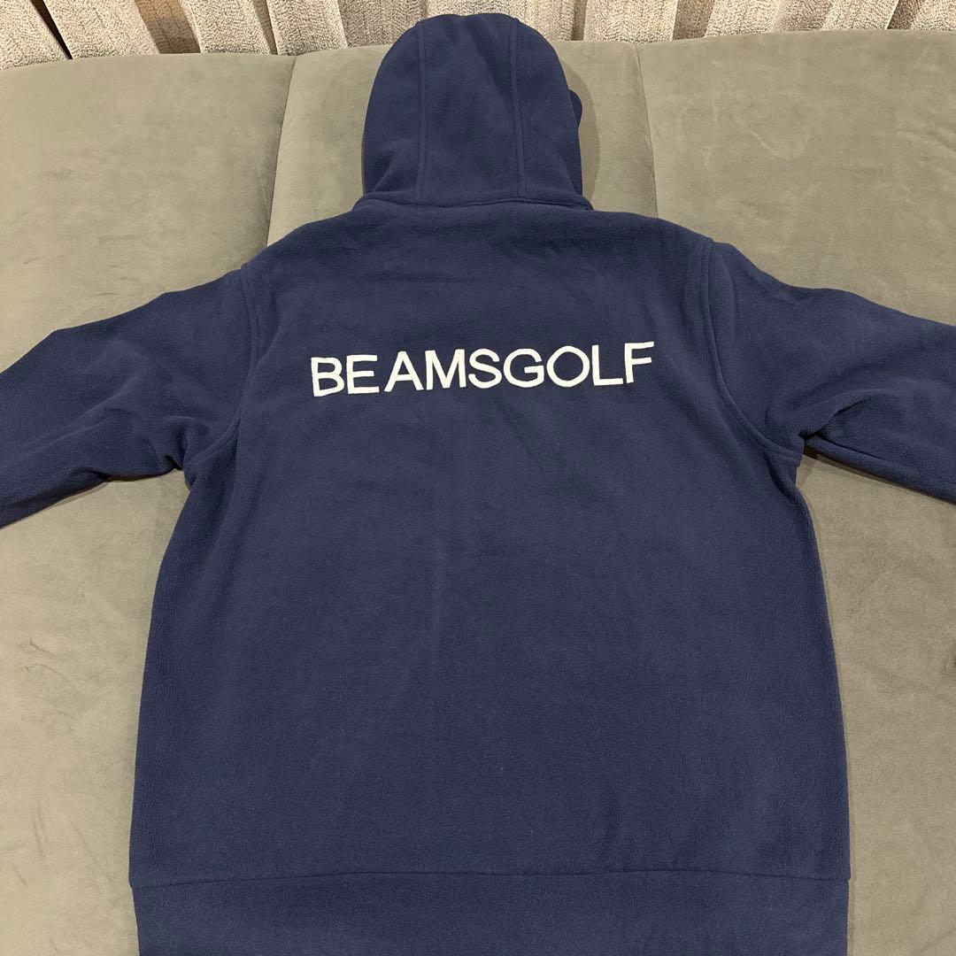 【BEAMS GOLF】 フード付きジャケット パーカー　フリース　ネイビー　L