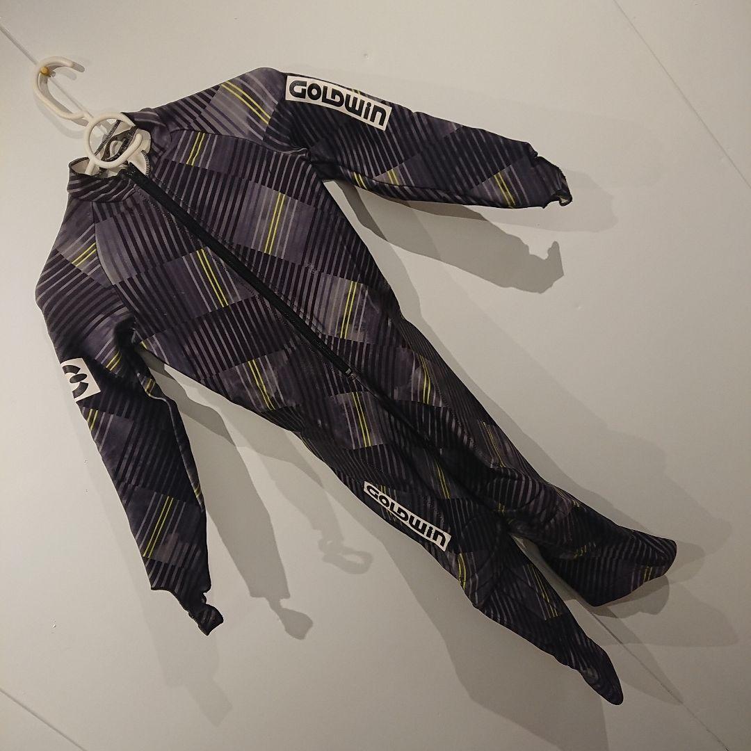 【中古品】GOLDWINジュニアレーシングスキーワンピー 黒/紫/黄