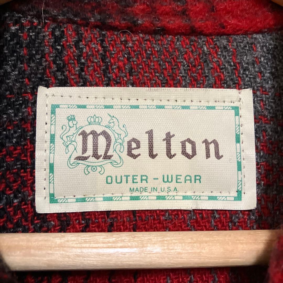 70s melton オンブレチェック ウールジャケット