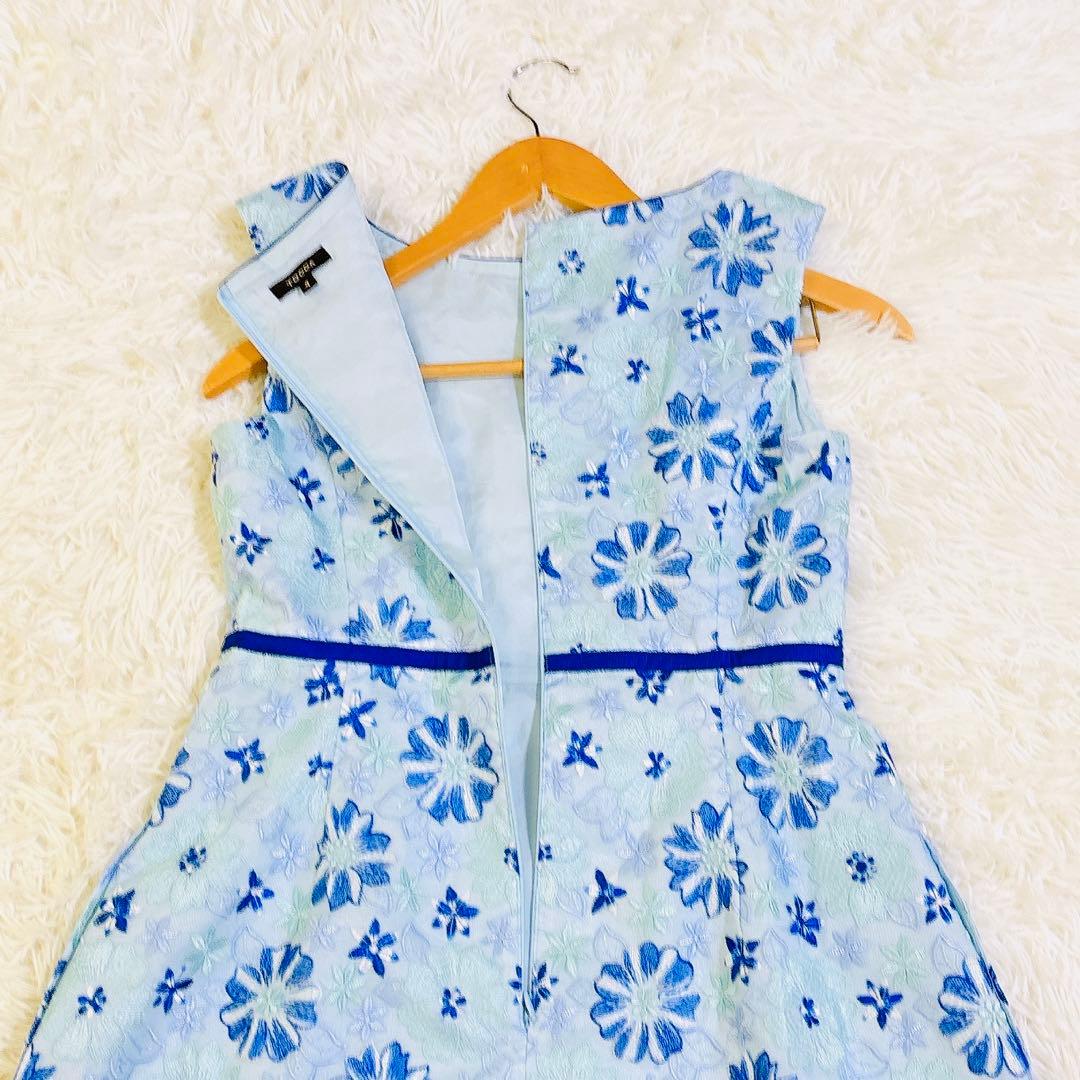 【美品✨】　TOCCA トッカ　刺繍ワンピース 花柄 ブルー 4 XL レース