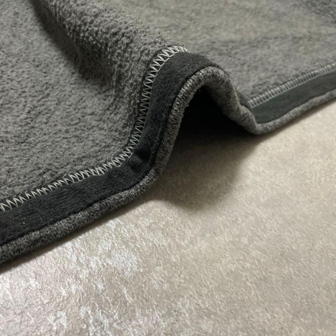 ノースフェイスニットフリースベスト 裏ボア刺繍ロゴ 杏グレーXL古着