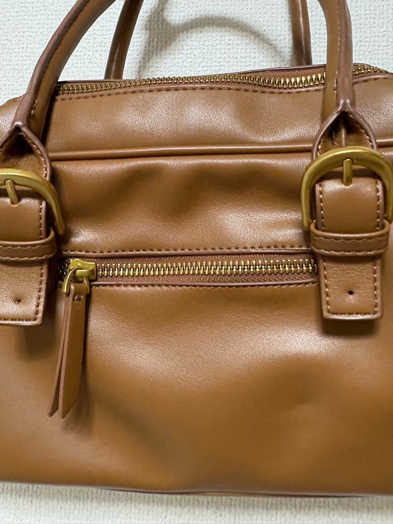 最安値　ZARA ブラウン レザー ボストンバッグ　お値下げ不可