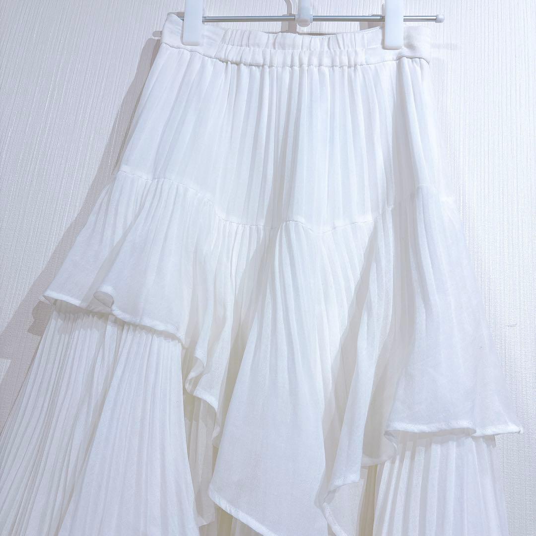 【美品】SNIDEL スナイデル　ボリューム　プリーツティアードスカート　白