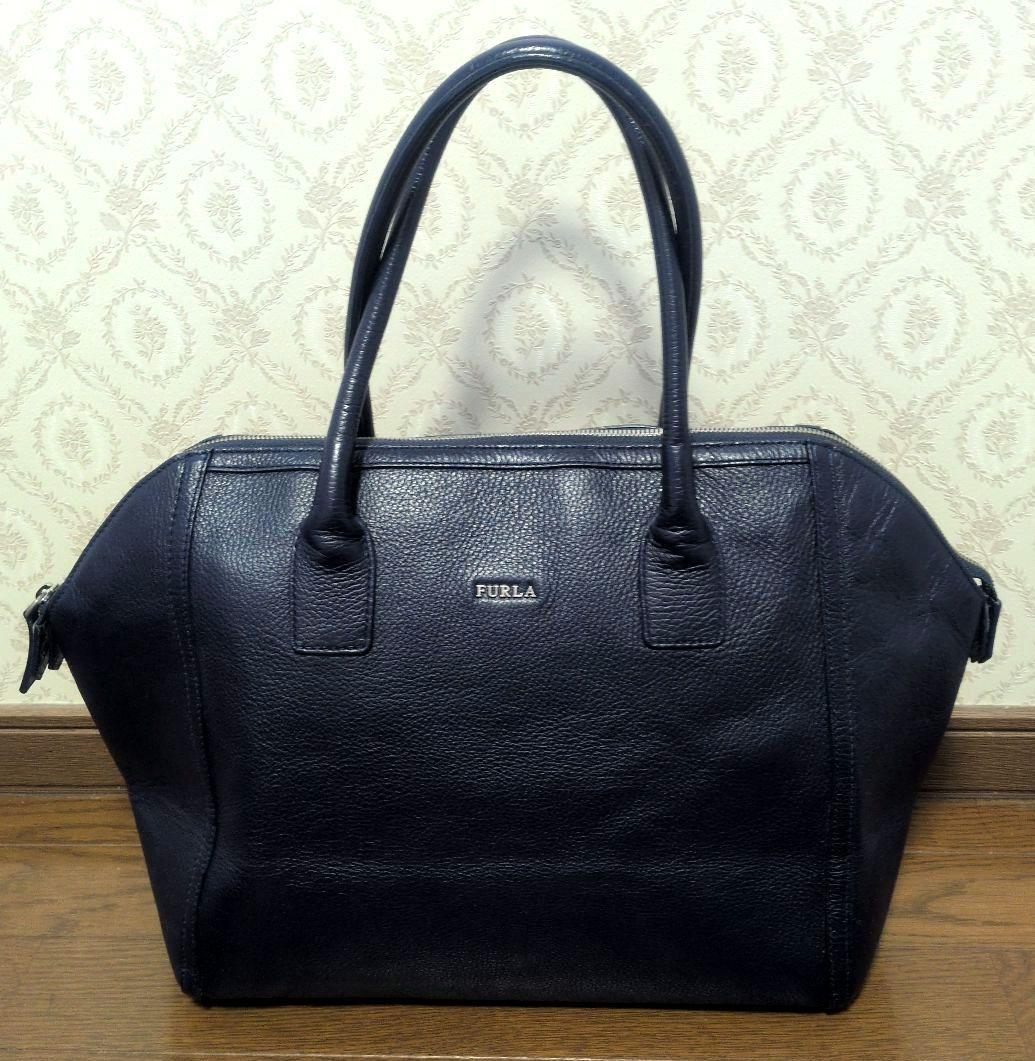 FURLA フルラ ハンドバッグ ミニボストンバッグ 肩掛け可 ネイビー