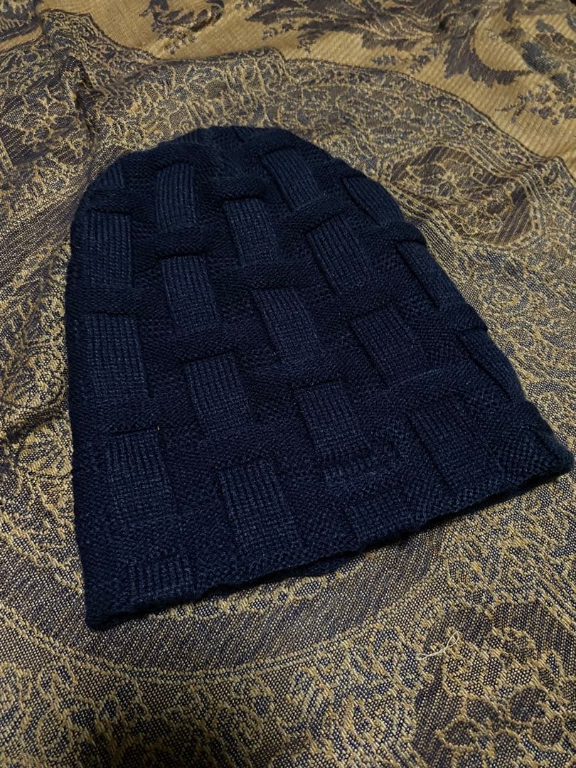 Supreme ネイビー ニット帽 編み込みデザイン
