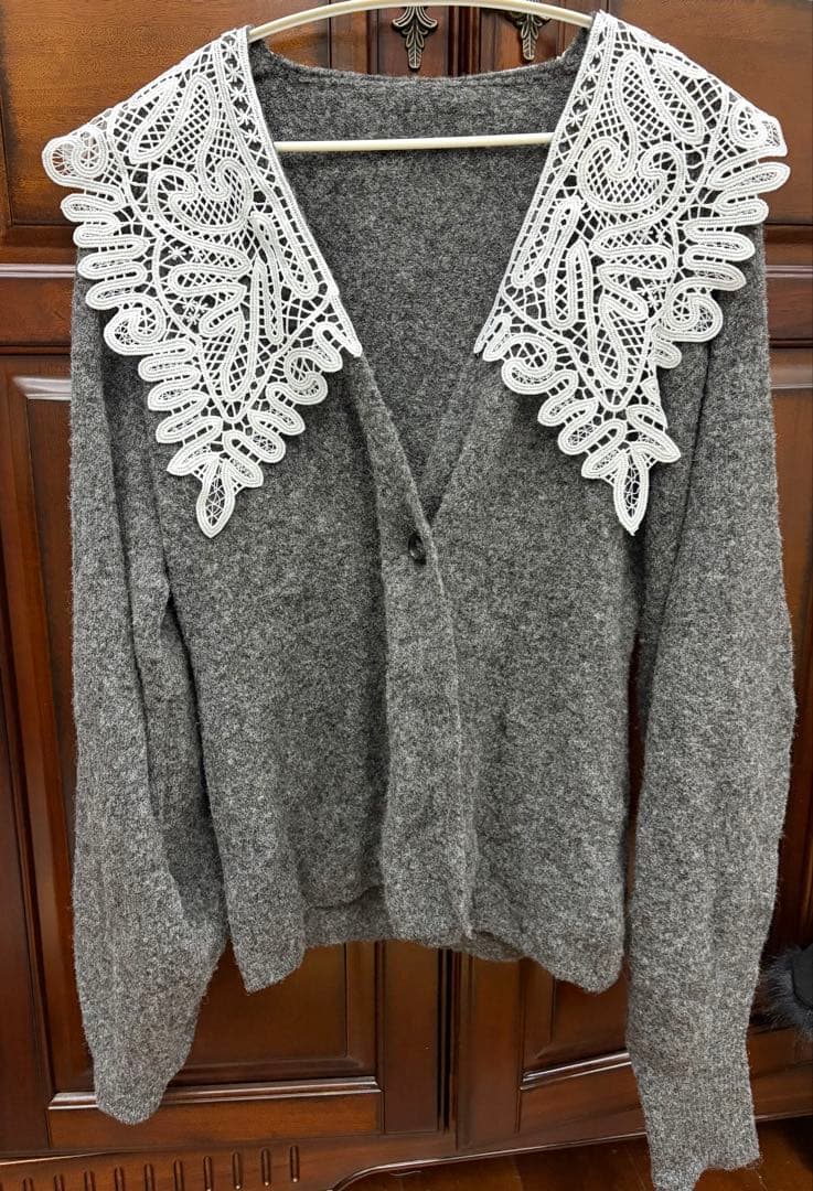 Acka. lace collar knit cardigan カーディガン