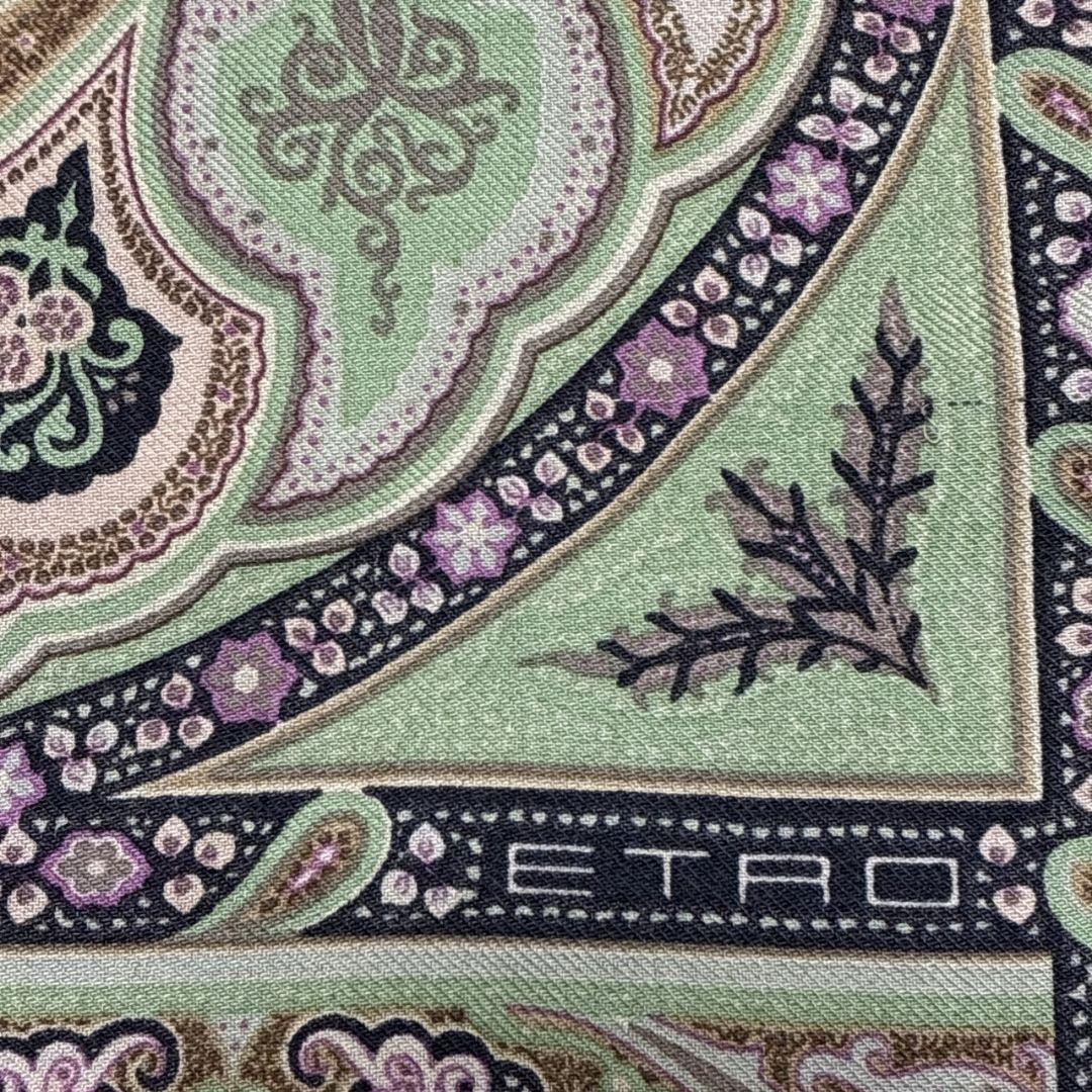 【極美品】ETRO エトロ ペイズリー柄 ロゴ 大判ストール スカーフ