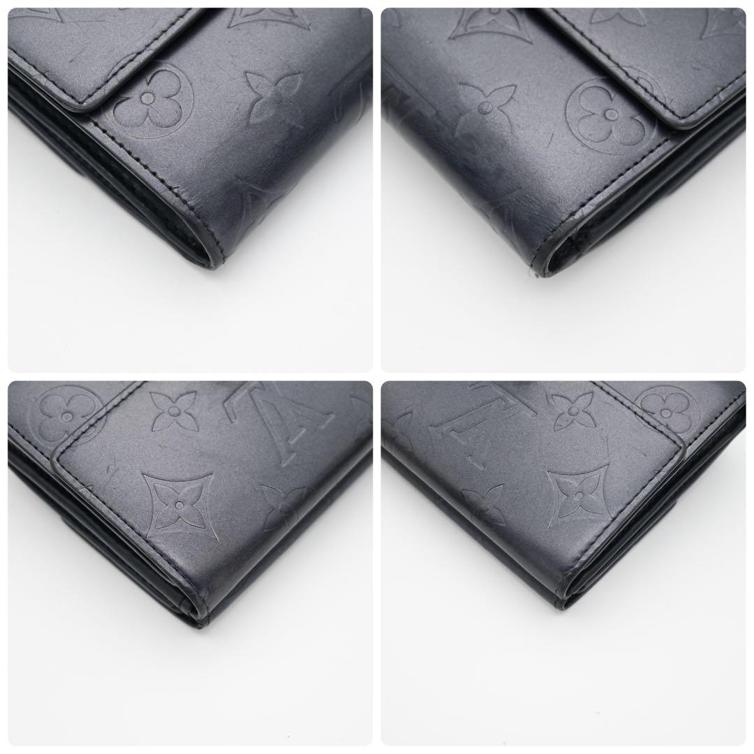 ルイヴィトン✨三つ折り財布 モノグラム マット Wホック ネイビー