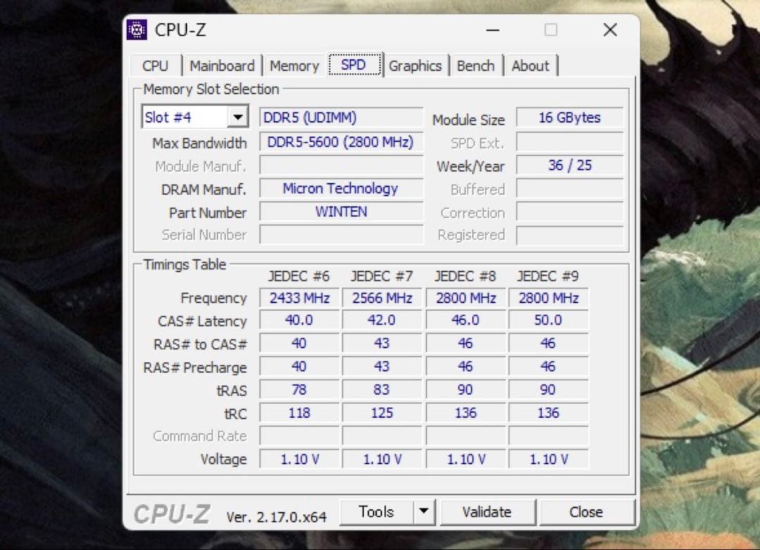 ［DDR5-5600MHz］WINTEN デスクトップPC用 メモリ16GB