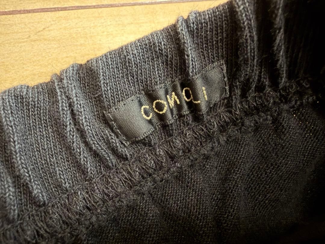 COMOLI 25SS コットンジャージ ニータックパンツ ブラック サイズ1
