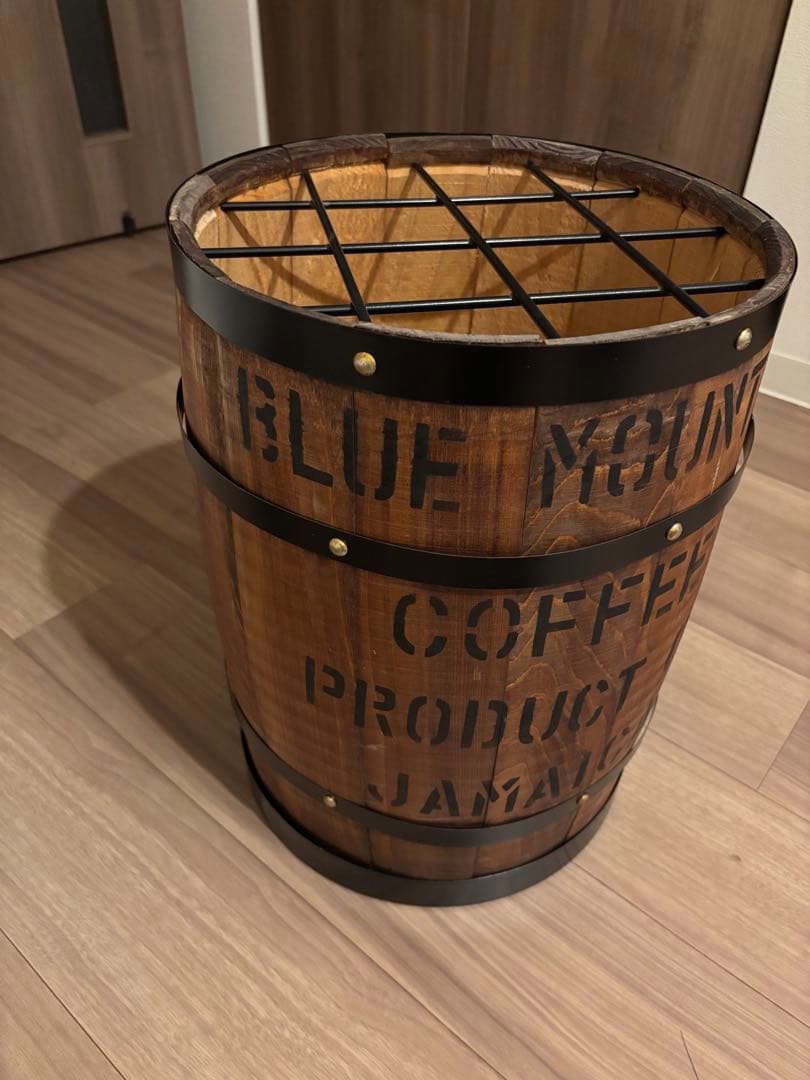 【美品】ブルーマウンテンコーヒー 樽デザインの傘立て