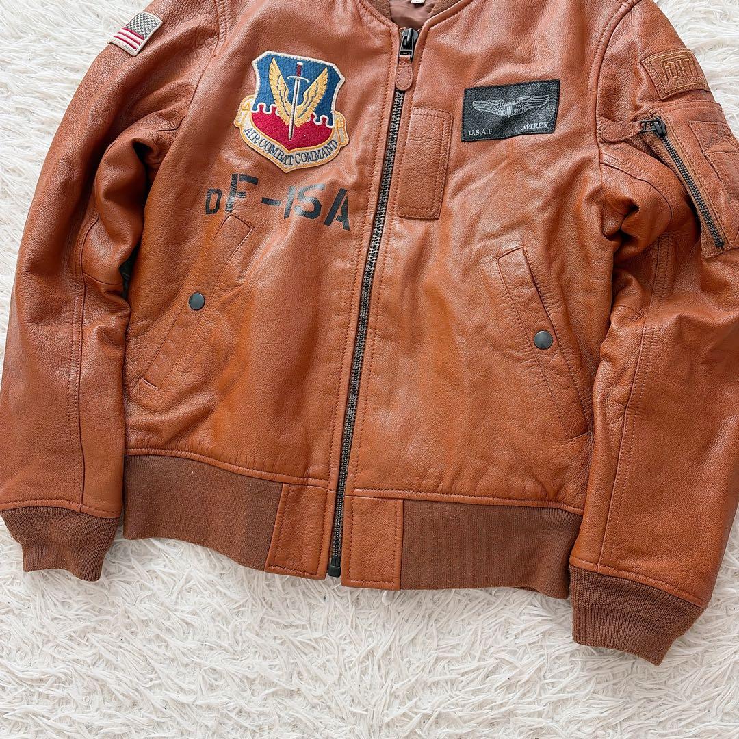 専用　美品　アヴィレックス　レザージャケット　MA-1オールレザー　ゴートレザー