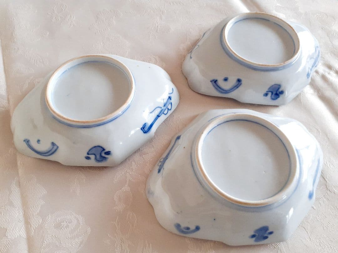 伊万里 金彩色絵菱形変形皿 3枚セット