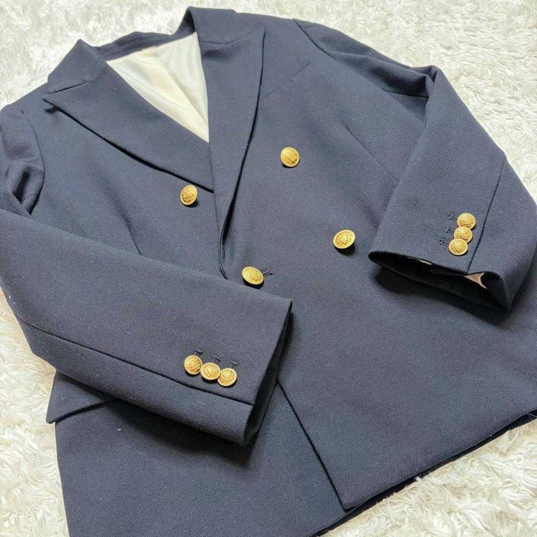 美品　ミラオーウェン　紺ブレ　金ボタン　ダブルブレザー　コンパクトジャケット