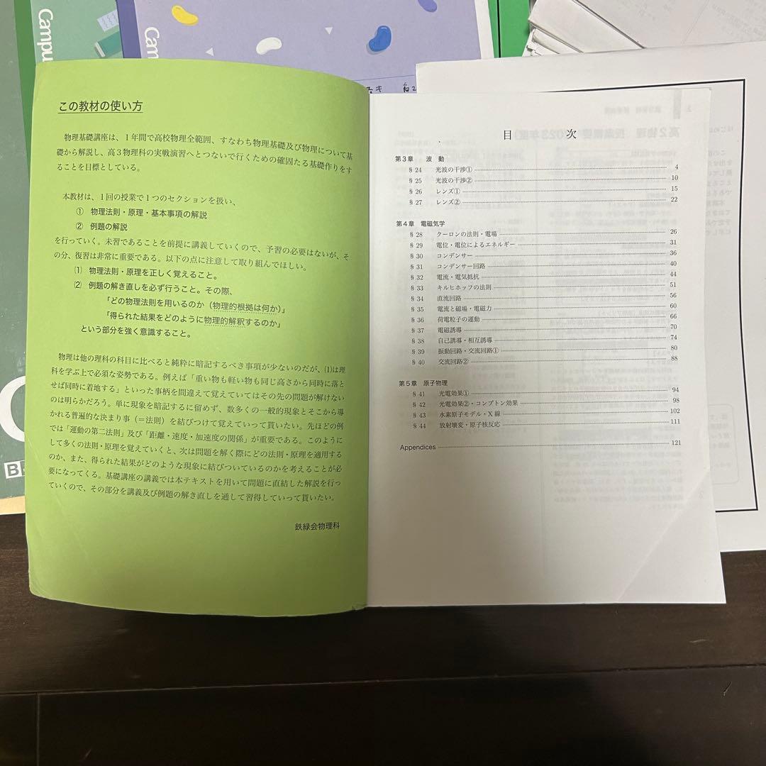 鉄緑会　高二物理　テキスト/問題集/ノート/プリント/冬期講習テキスト、ノート